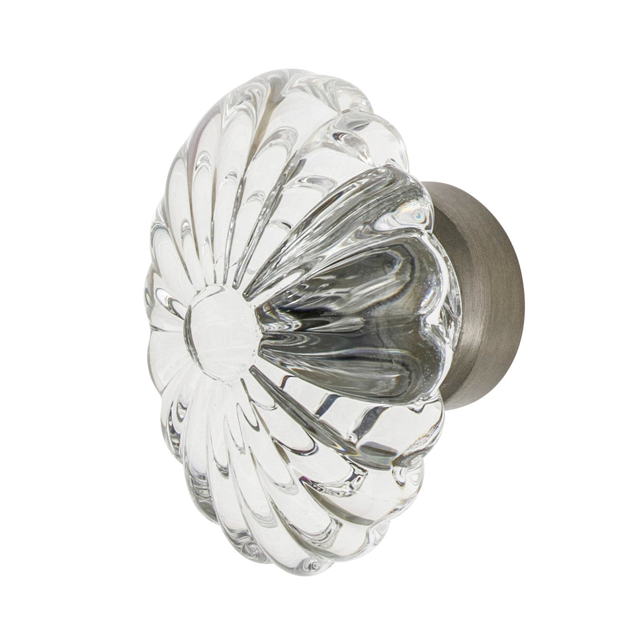 Nostalgic Warehouse 749998: 1-3/4" Oval Fluted Crystal  Cabinet Knob - Satin Nickel