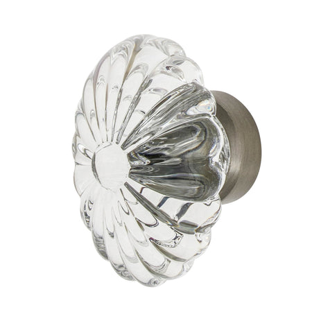 Nostalgic Warehouse 749998: 1-3/4" Oval Fluted Crystal  Cabinet Knob - Satin Nickel