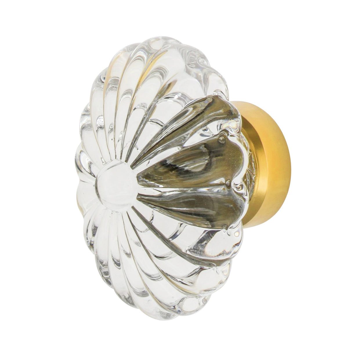 Nostalgic Warehouse 750000: 1-3/4" Oval Fluted Crystal  Cabinet Knob - Unlacquered Brass