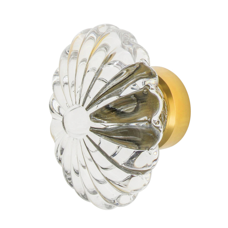 Nostalgic Warehouse 750000: 1-3/4" Oval Fluted Crystal  Cabinet Knob - Unlacquered Brass