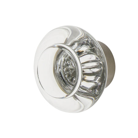Nostalgic Warehouse 750006: 1-3/8" Round Clear Crystal  Cabinet Knob - Satin Nickel