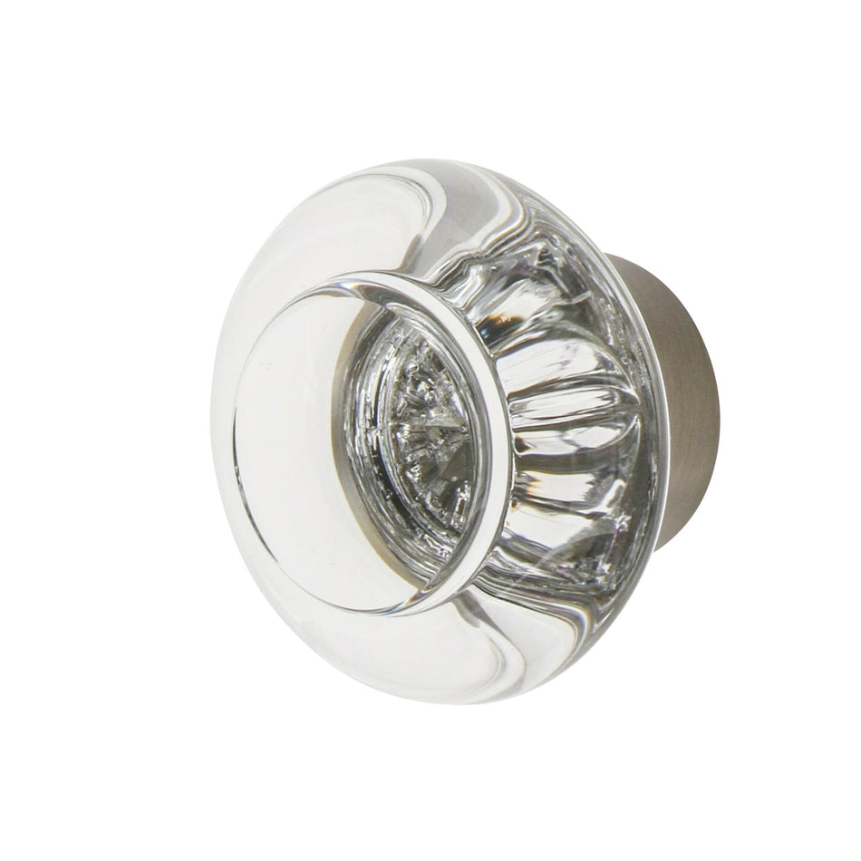 Nostalgic Warehouse 750006: 1-3/8" Round Clear Crystal  Cabinet Knob - Satin Nickel