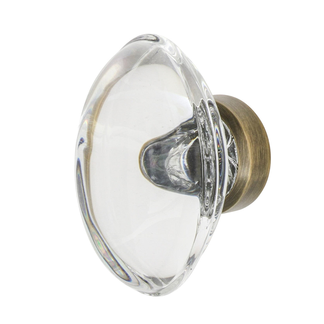 Nostalgic Warehouse 750009: 1-3/4" Oval Fluted Crystal  Cabinet Knob - Antique Brass