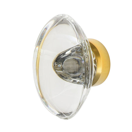 Nostalgic Warehouse 750012: 1-3/4" Oval Fluted Crystal  Cabinet Knob - Polished Brass