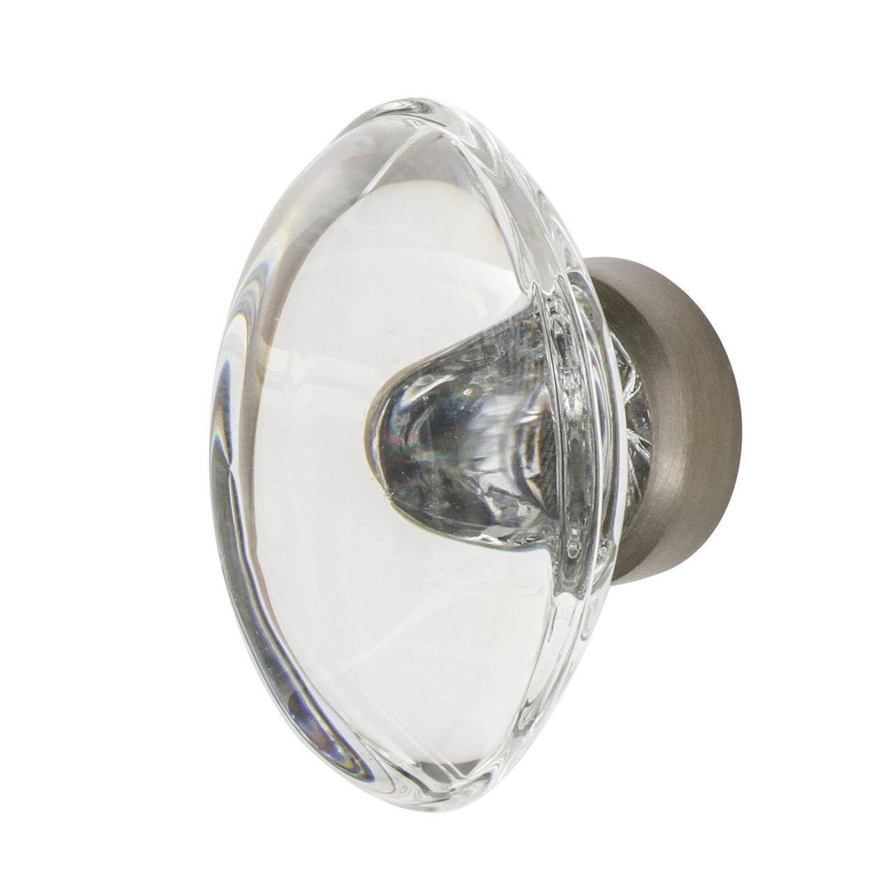 Nostalgic Warehouse 750014: 1-3/4" Oval Fluted Crystal  Cabinet Knob - Satin Nickel