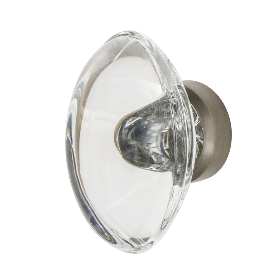 Nostalgic Warehouse 750014: 1-3/4" Oval Fluted Crystal  Cabinet Knob - Satin Nickel