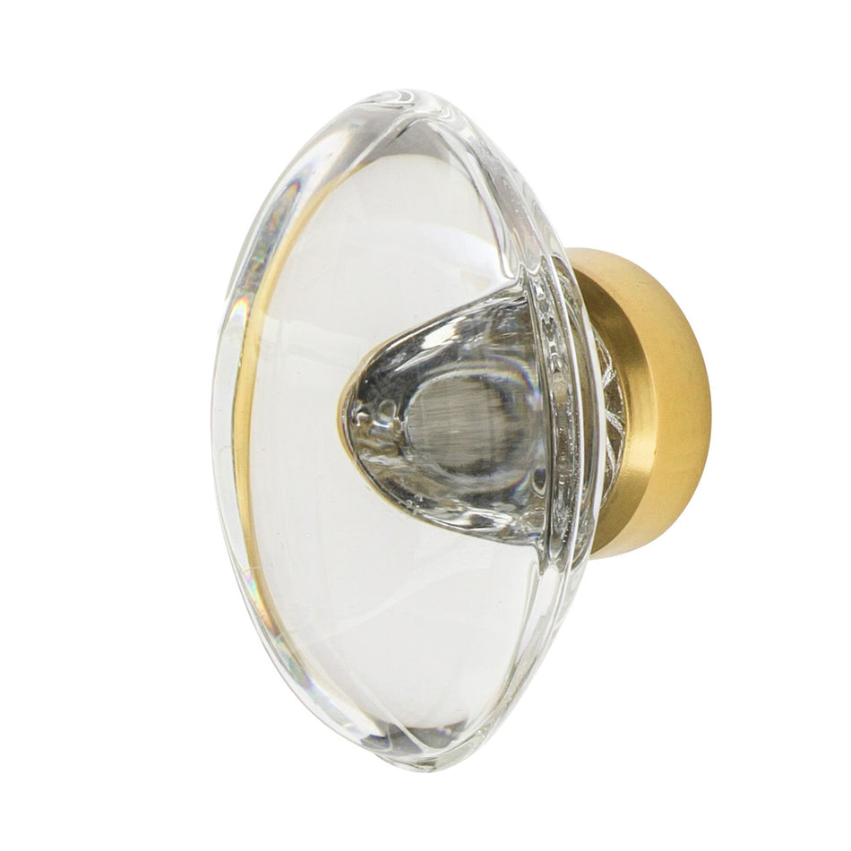 Nostalgic Warehouse 750016: 1-3/4" Oval Fluted Crystal  Cabinet Knob - Unlacquered Brass