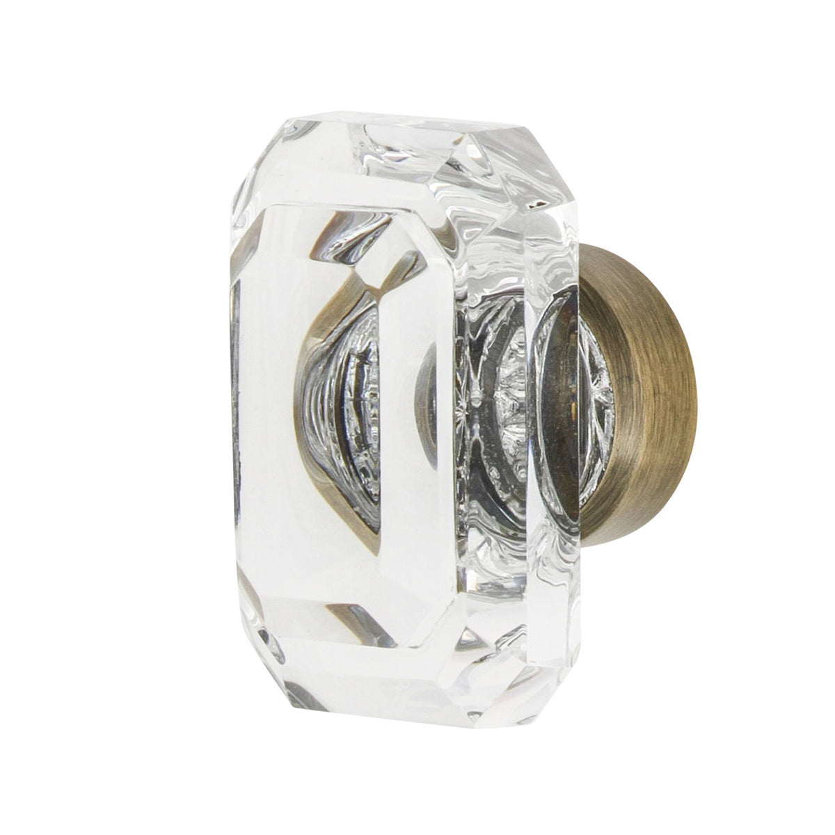 Nostalgic Warehouse 750025: 1-9/16" Baguette Cut Clear Crystal Cabinet Knob - Antique Brass
