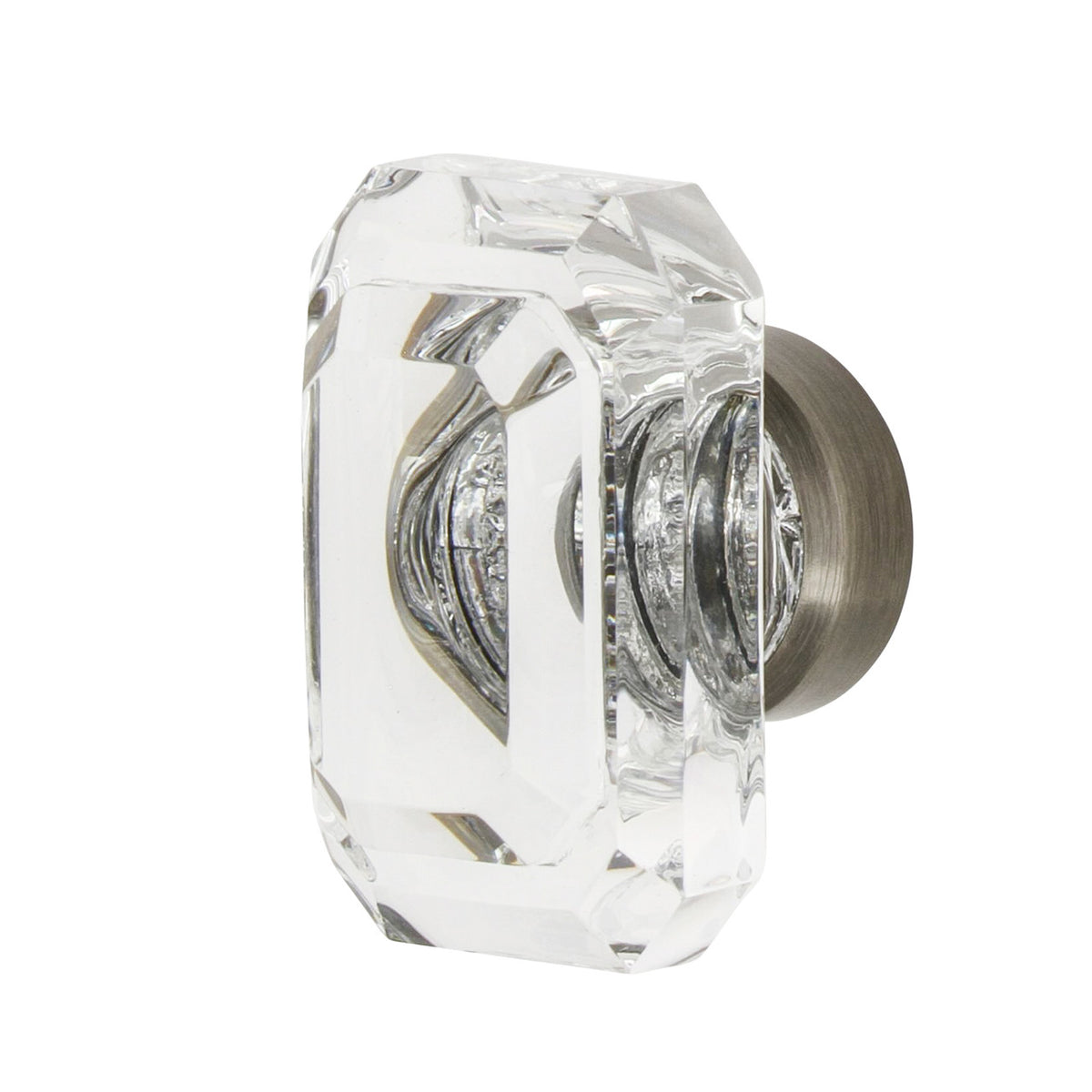 Nostalgic Warehouse 750026: 1-9/16" Baguette Cut Clear Crystal Cabinet Knob - Antique Pewter