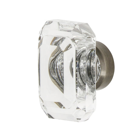 Nostalgic Warehouse 750026: 1-9/16" Baguette Cut Clear Crystal Cabinet Knob - Antique Pewter