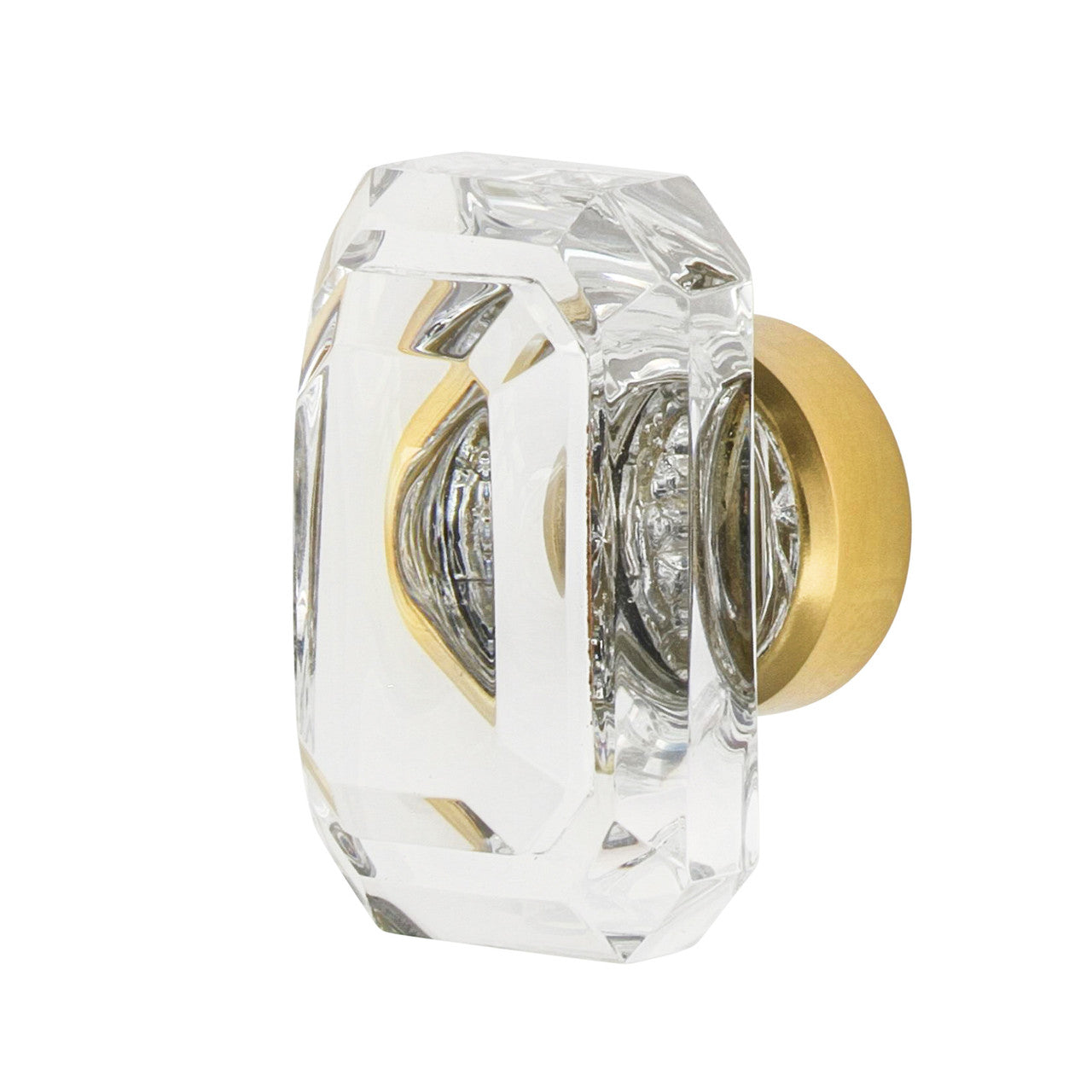 Nostalgic Warehouse 750028: 1-9/16" Baguette Cut Clear Crystal Cabinet Knob - Polished Brass