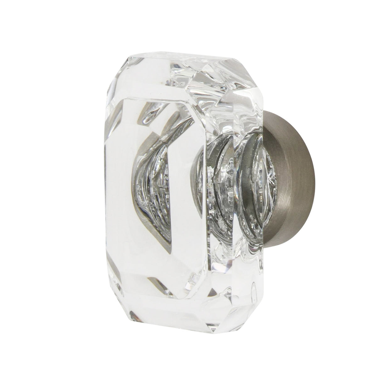 Nostalgic Warehouse 750030: 1-9/16" Baguette Cut Clear Crystal Cabinet Knob - Satin Nickel