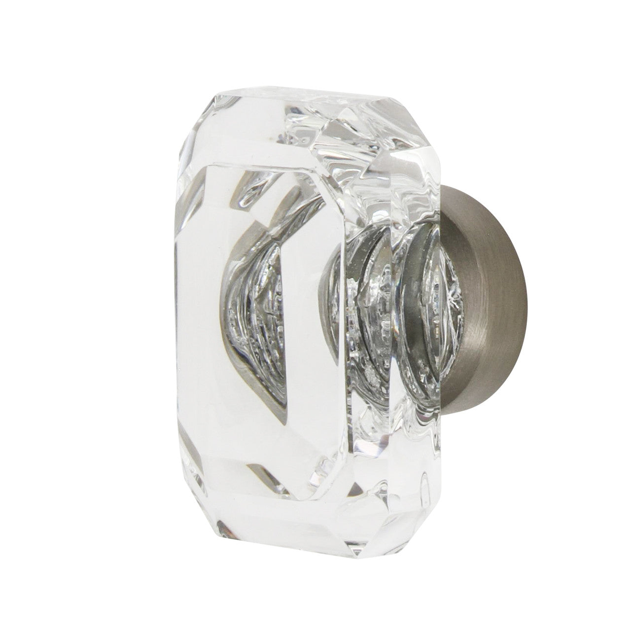 Nostalgic Warehouse 750030: 1-9/16" Baguette Cut Clear Crystal Cabinet Knob - Satin Nickel