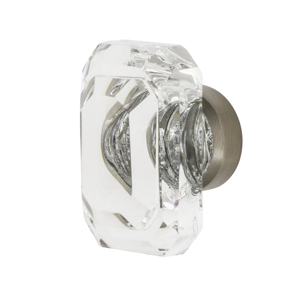 Nostalgic Warehouse 750030: 1-9/16" Baguette Cut Clear Crystal Cabinet Knob - Satin Nickel