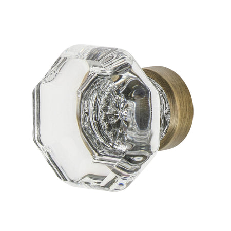 Nostalgic Warehouse 750033: 1-3/8" Waldorf Crystal Cabinet Knob - Antique Brass