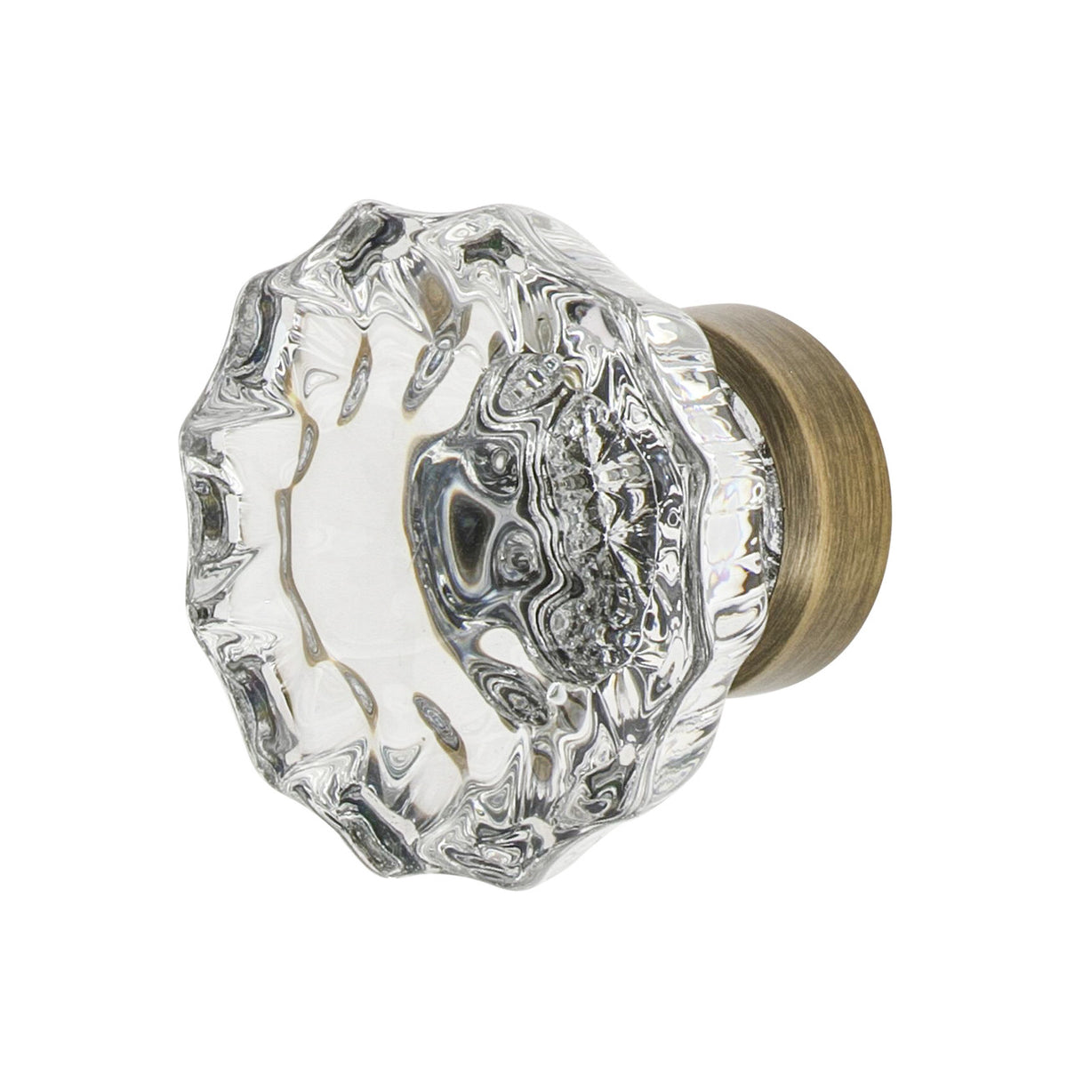 Nostalgic Warehouse 755386: 1-3/8"  Crystal Cabinet Knob - Antique Brass