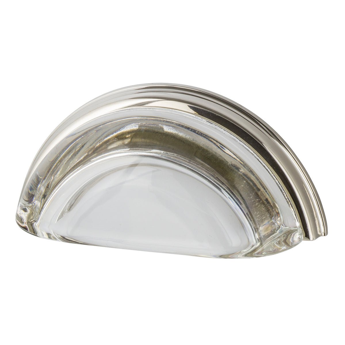 Nostalgic Warehouse 755395: 3" cc Clear Crystal Cup Cabinet Pull - Polished Nickel