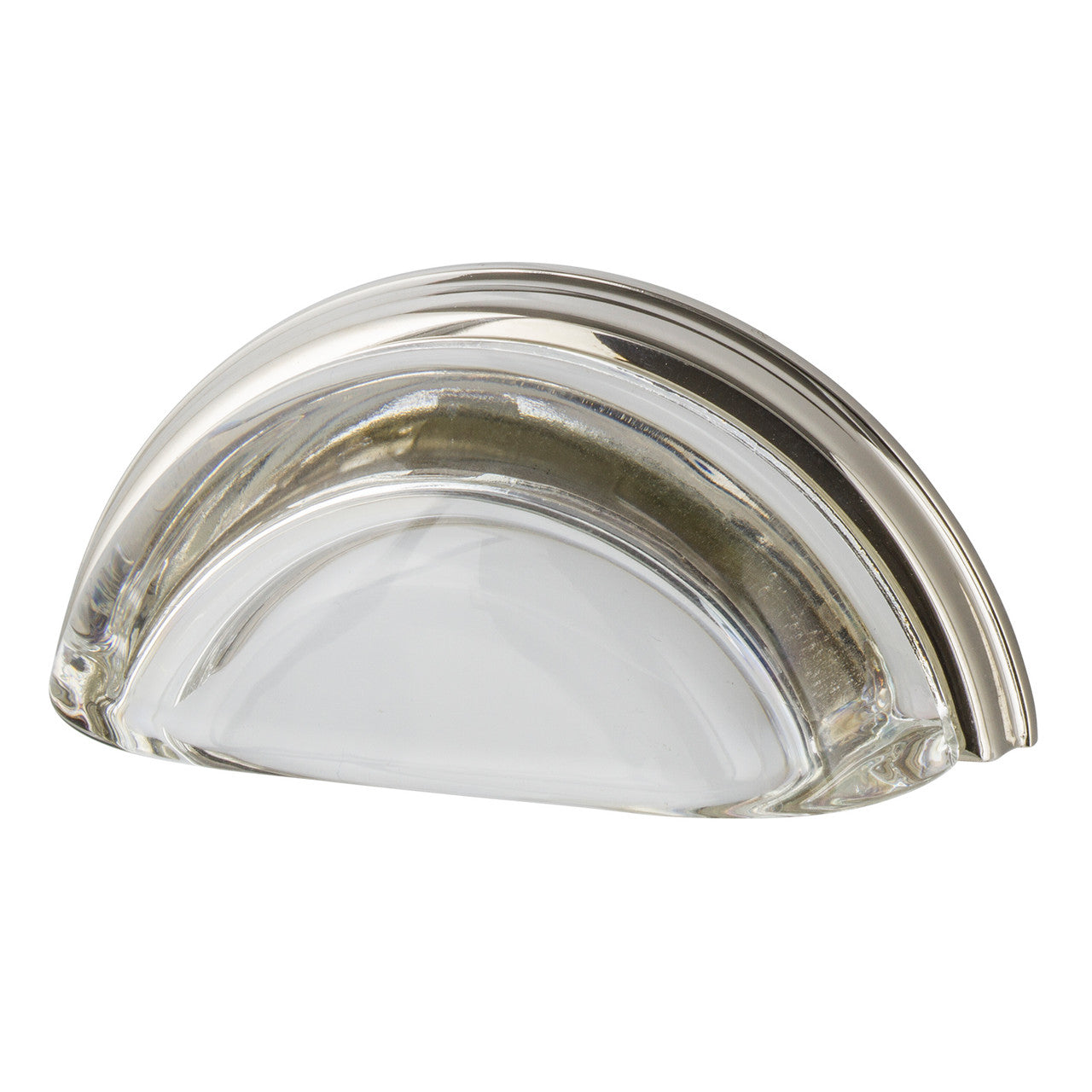 Nostalgic Warehouse 755395: 3" cc Clear Crystal Cup Cabinet Pull - Polished Nickel