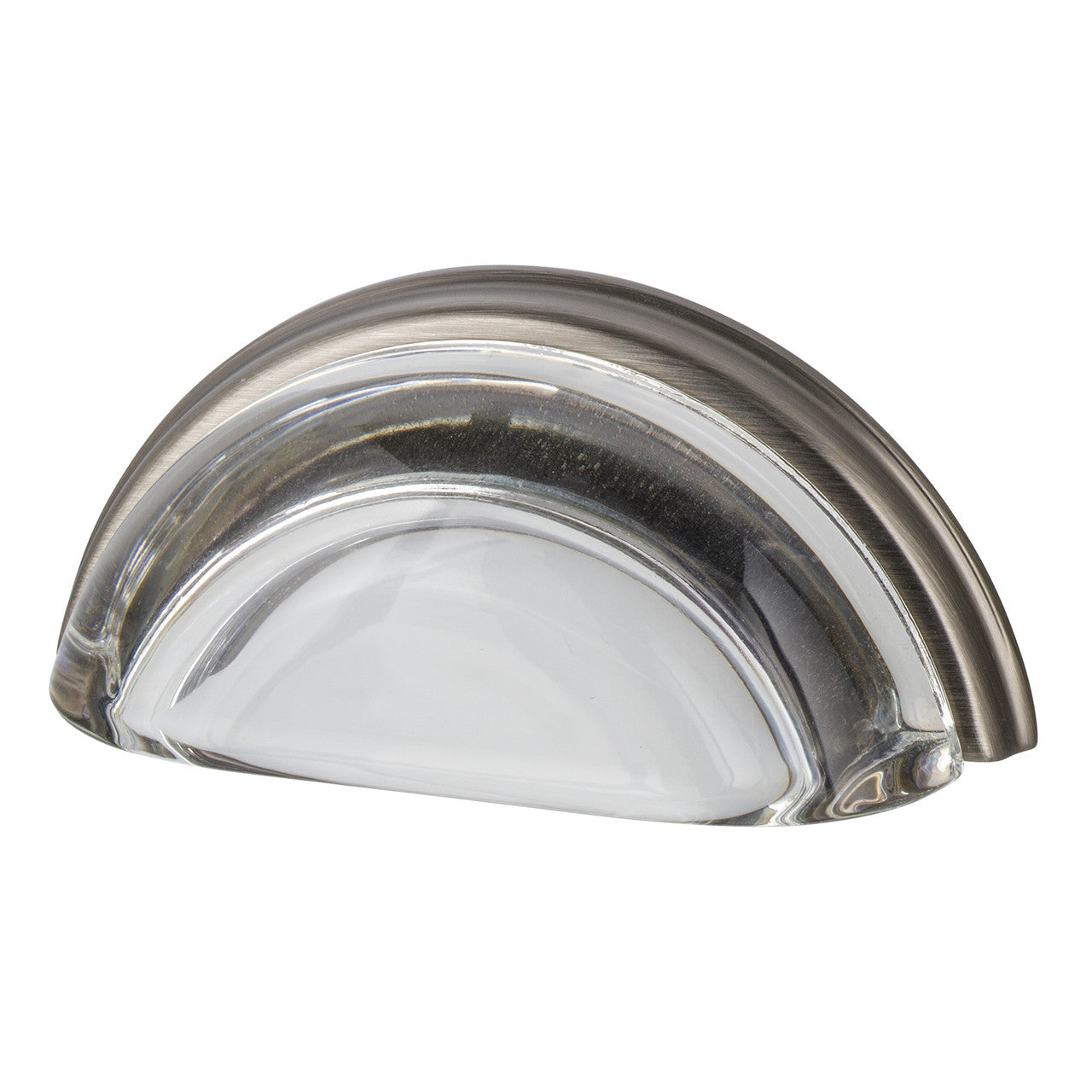 Nostalgic Warehouse 755398: 3" cc Clear Crystal Cup Cabinet Pull - Antique Pewter
