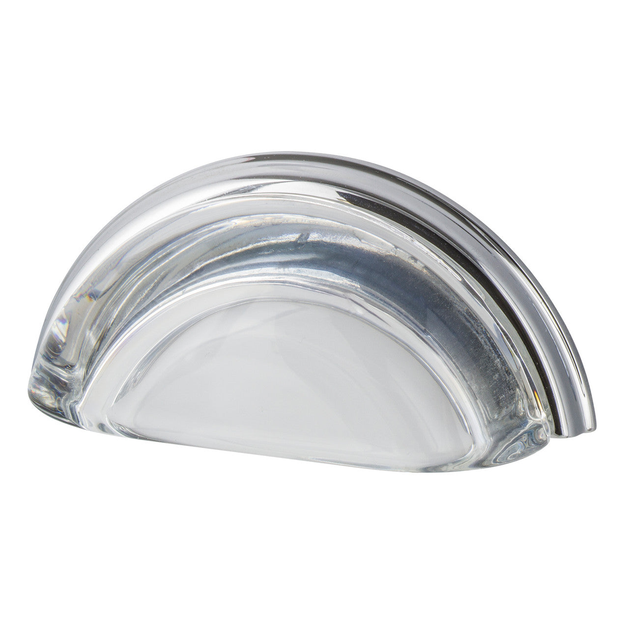 Nostalgic Warehouse 755399: 3" cc Clear Crystal Cup Cabinet Pull - Bright Chrome