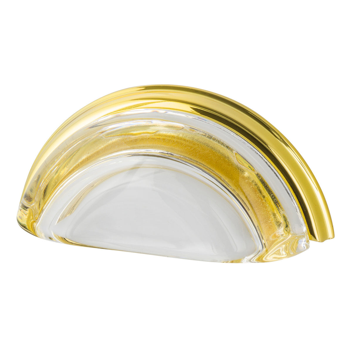 Nostalgic Warehouse 755400: 3" cc Clear Crystal Cup Cabinet Pull - Polished Brass