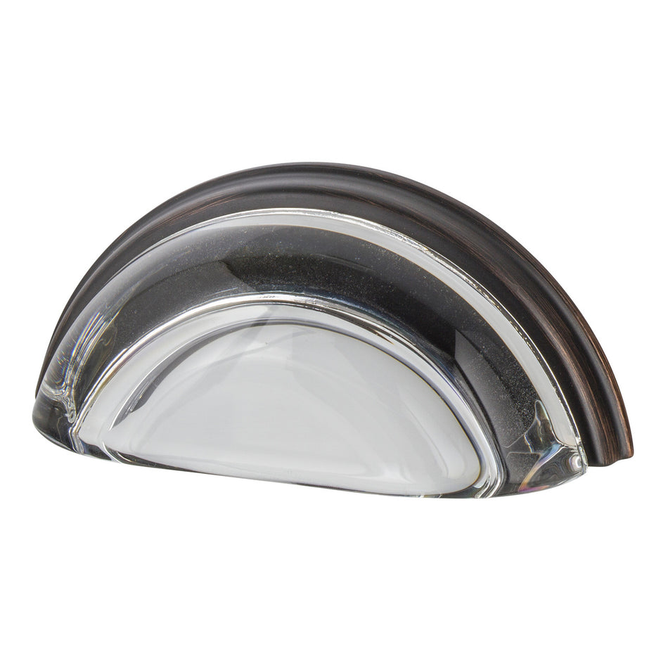 Nostalgic Warehouse 755401: 3" cc Clear Crystal Cup Cabinet Pull - Timeless Bronze