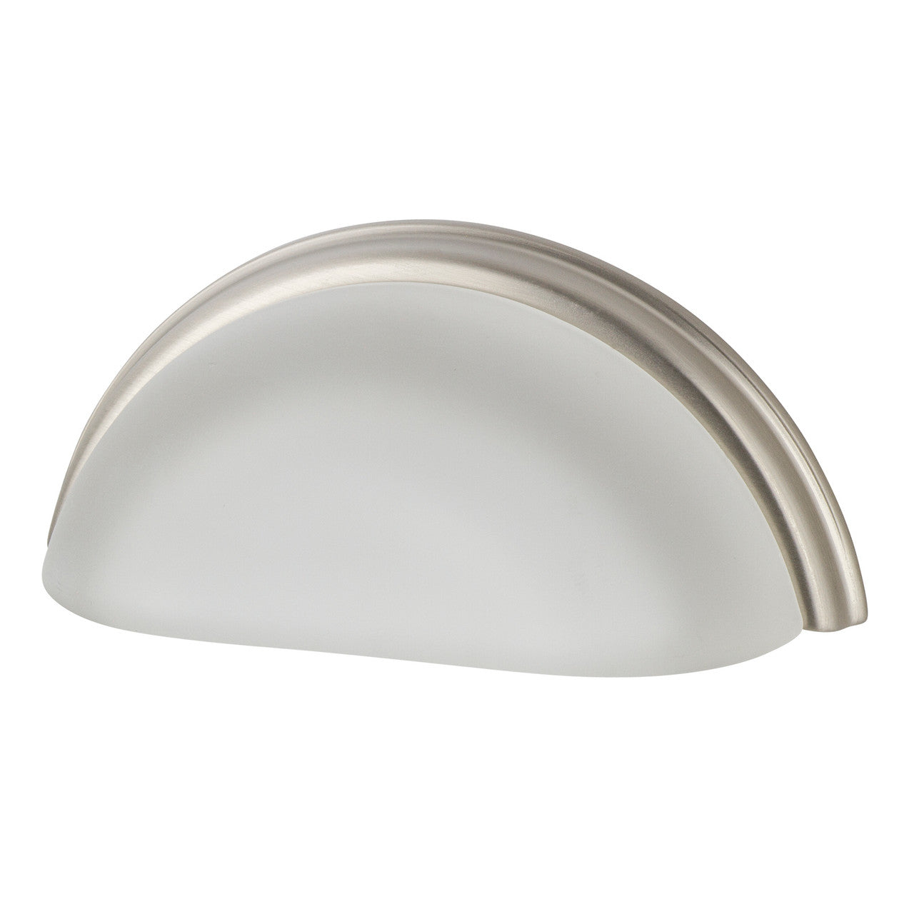 Nostalgic Warehouse 755403: 3" cc Frosted Crystal Cup Cabinet Pull - Satin Nickel