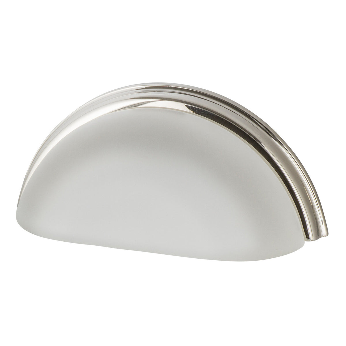 Nostalgic Warehouse 755404: 3" cc Frosted Crystal Cup Cabinet Pull - Polished Nickel