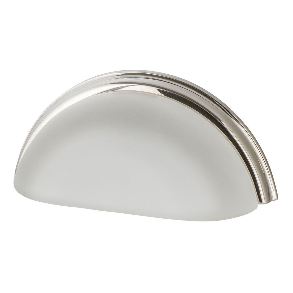 Nostalgic Warehouse 755404: 3" cc Frosted Crystal Cup Cabinet Pull - Polished Nickel