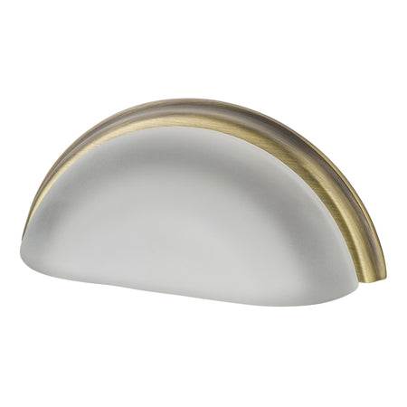 Nostalgic Warehouse 755405: 3" cc Frosted Crystal Cup Cabinet Pull - Antique Brass
