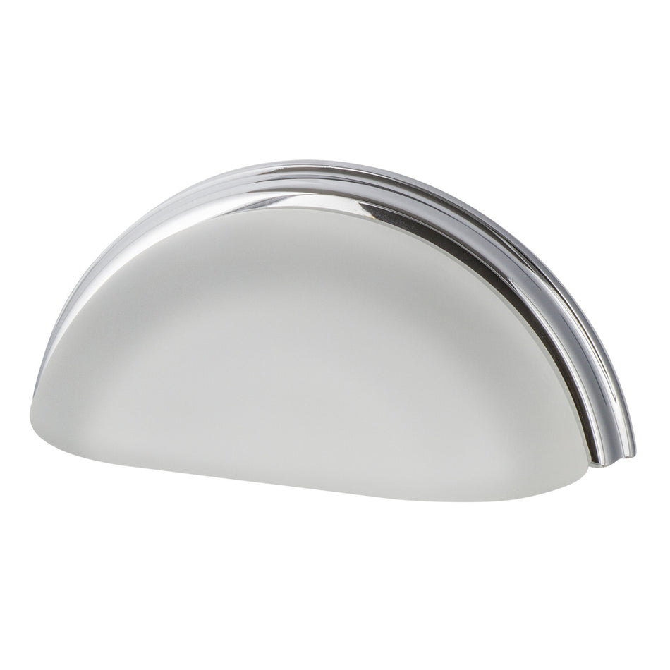 Nostalgic Warehouse 755408: 3" cc Frosted Crystal Cup Cabinet Pull - Bright Chrome