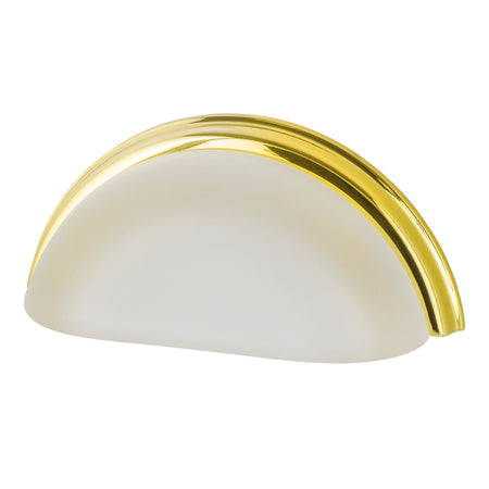 Nostalgic Warehouse 755409: 3" cc Frosted Crystal Cup Cabinet Pull - Polished Brass