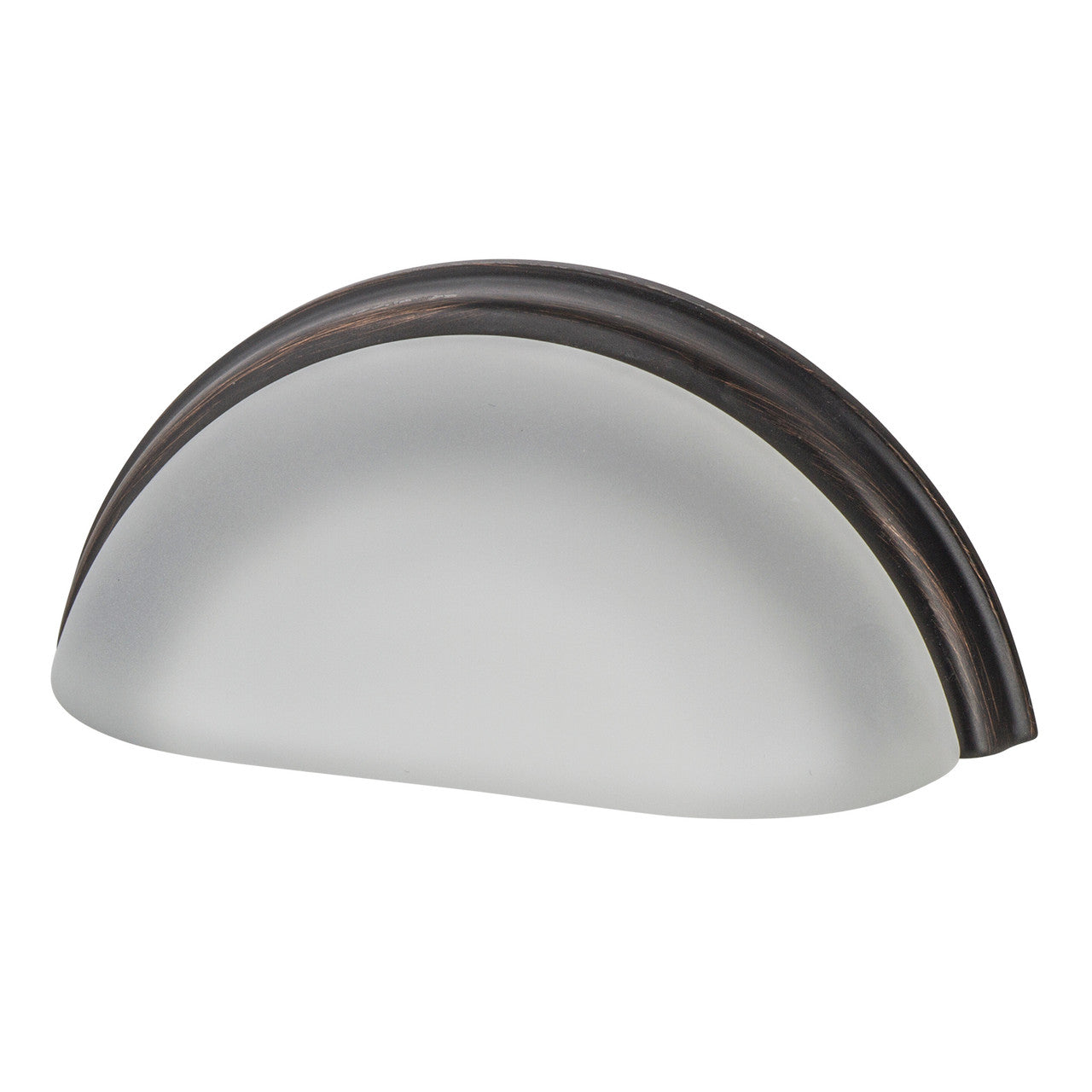 Nostalgic Warehouse 755410: 3" cc Frosted Crystal Cup Cabinet Pull - Timeless Bronze
