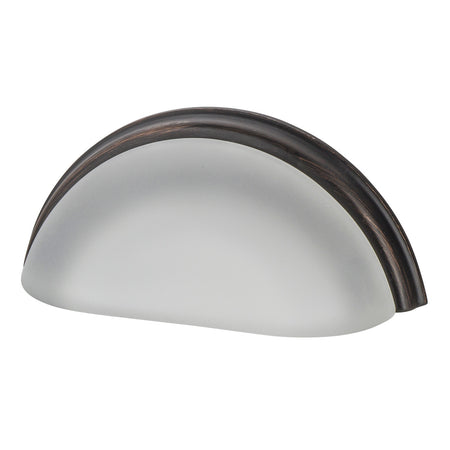 Nostalgic Warehouse 755410: 3" cc Frosted Crystal Cup Cabinet Pull - Timeless Bronze