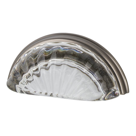 Nostalgic Warehouse 755416: 3" cc Clear Fluted Crystal Cup Cabinet Pull - Antique Pewter