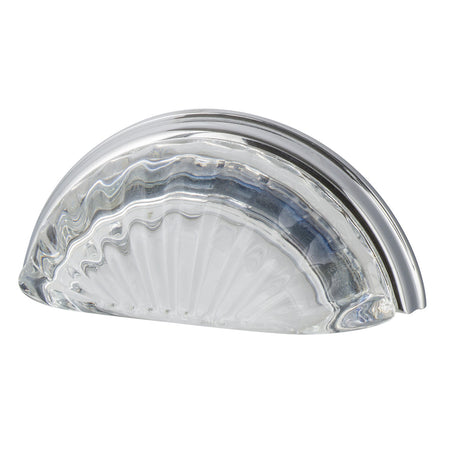 Nostalgic Warehouse 755417: 3" cc Clear Fluted Crystal Cup Cabinet Pull - Bright Chrome