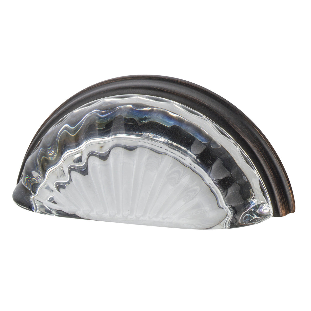 Nostalgic Warehouse 755419: 3" cc Clear Fluted Crystal Cup Cabinet Pull - Timeless Bronze