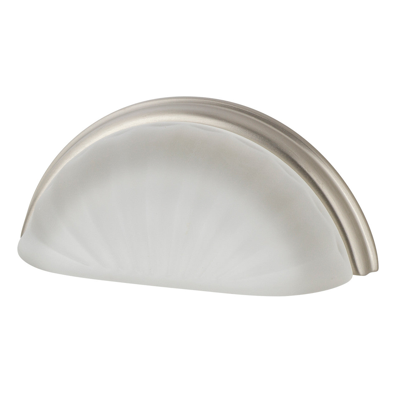 Nostalgic Warehouse 755421: 3" cc Frosted Fluted Crystal Cup Cabinet Pull - Satin Nickel