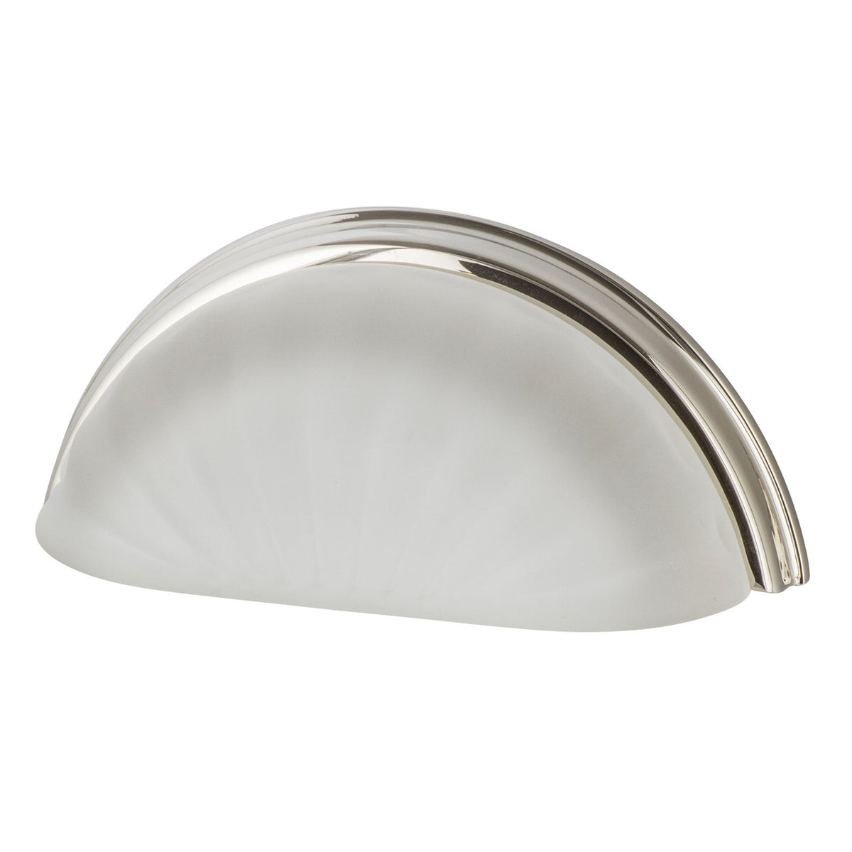 Nostalgic Warehouse 755422: 3" cc Frosted Fluted Crystal Cup Cabinet Pull - Polished Nickel