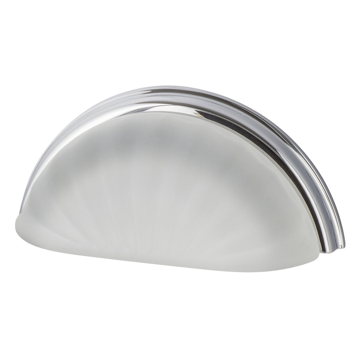 Nostalgic Warehouse 755426: 3" cc Frosted Fluted Crystal Cup Cabinet Pull - Bright Chrome