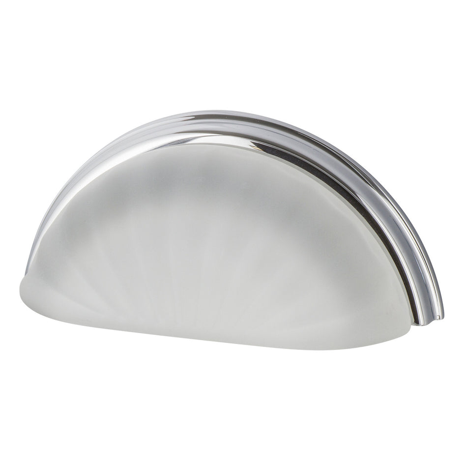 Nostalgic Warehouse 755426: 3" cc Frosted Fluted Crystal Cup Cabinet Pull - Bright Chrome