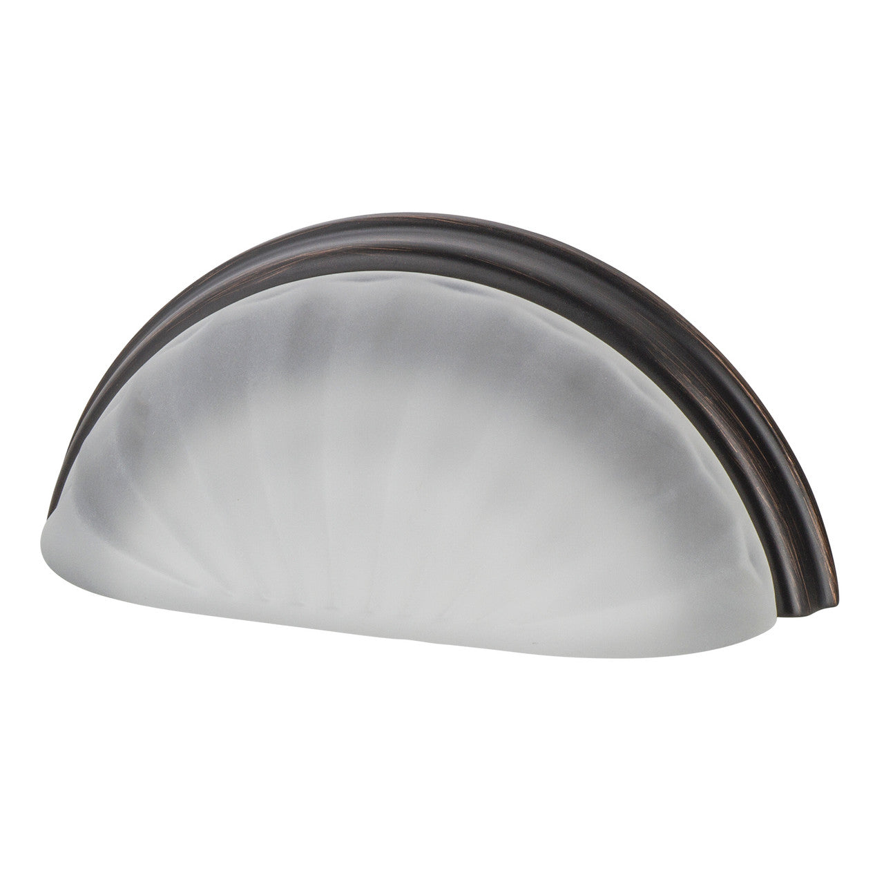 Nostalgic Warehouse 755428: 3" cc Frosted Fluted Crystal Cup Cabinet Pull - Timeless Bronze