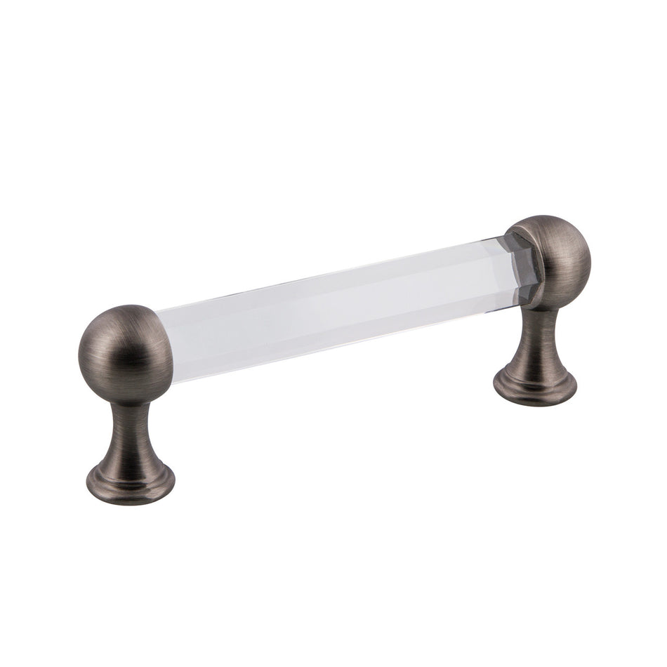 Nostalgic Warehouse 755434: 3-3/4" cc Crystal  Cabinet Pull - Antique Pewter