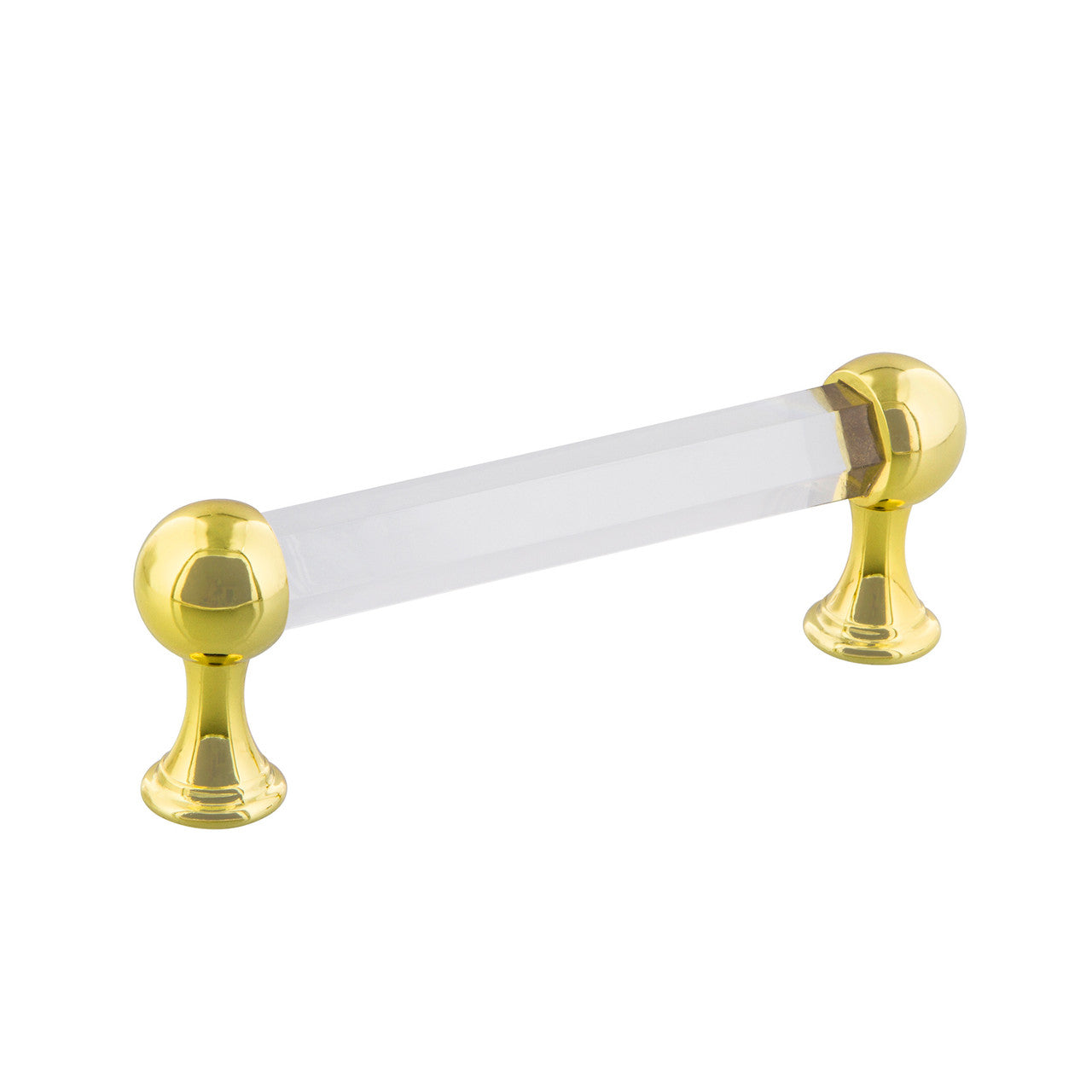 Nostalgic Warehouse 755436: 3-3/4" cc Crystal  Cabinet Pull - Polished Brass