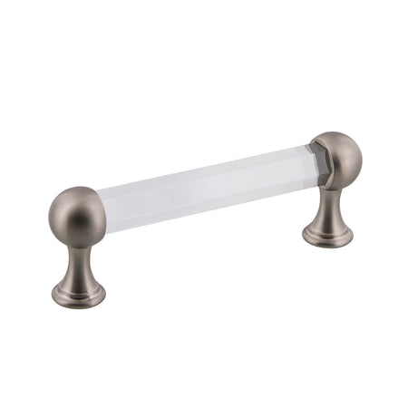 Nostalgic Warehouse 755438: 3-3/4" cc Crystal  Cabinet Pull - Satin Nickel