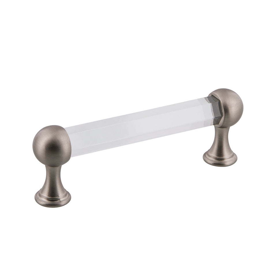 Nostalgic Warehouse 755438: 3-3/4" cc Crystal  Cabinet Pull - Satin Nickel
