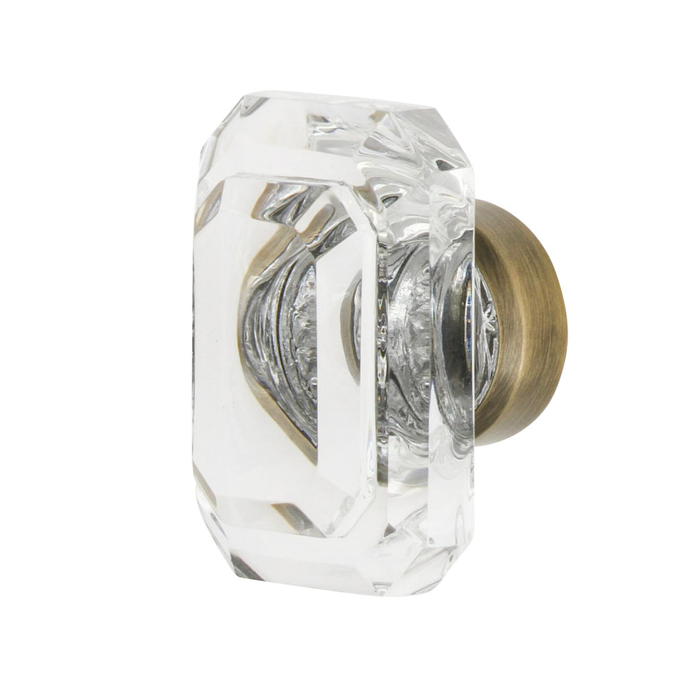 Nostalgic Warehouse 755441: 1-3/4" Baguette Cut Crystal Cabinet Knob - Antique Brass
