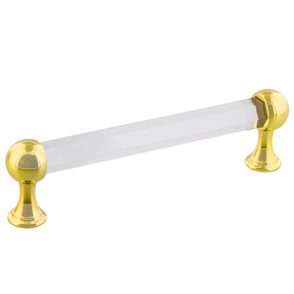 Nostalgic Warehouse 755452: 5" cc Crystal  Cabinet Pull - Polished Brass
