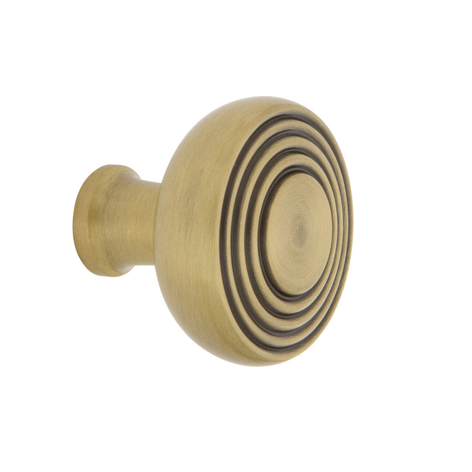 Nostalgic Warehouse 756128: 1-3/8" Deco Cabinet Knob - Antique Brass