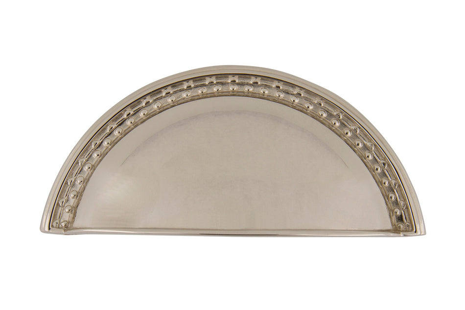 Nostalgic Warehouse 761705: 3" cc Meadows Cup Cabinet Pull - Polished Nickel